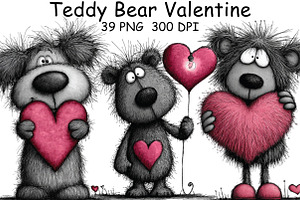 Teddy Bear Valentine Clipart, an Illustration by CraftArtStudio