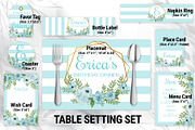 Floral Stripes Table Setting Set, a Templates & Theme by DickyJiang Illustrations (Thumbnail 2 of 3)