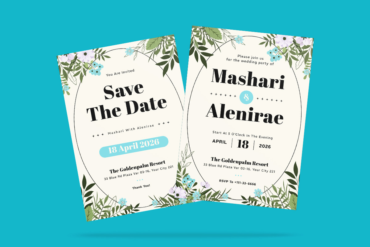 Abrel Floral Wedding Invitation, an Invitation Template by iDoodle Studio (Photo 3 of 4)