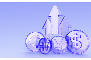 Holographic glass 3D coins with, a Finance Illustration by Marozhkastudio