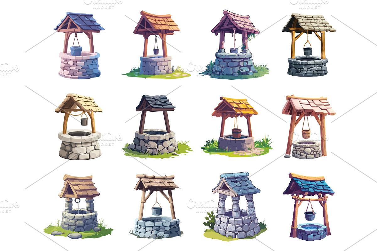 Water well with protective cover set, an Object Illustration by Valerie Bodnar