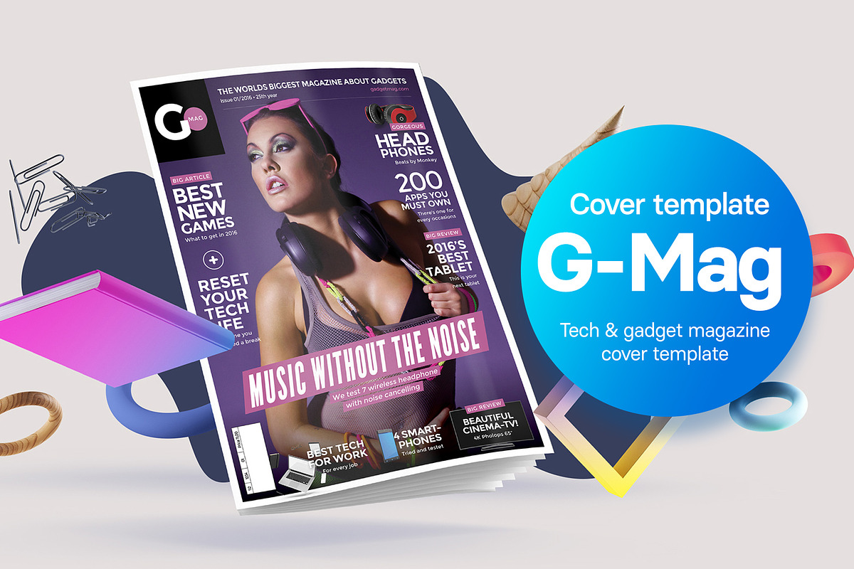 G-Mag magazine cover template, a Magazine Template by Blue Monkey Media (Photo 1 of 5)
