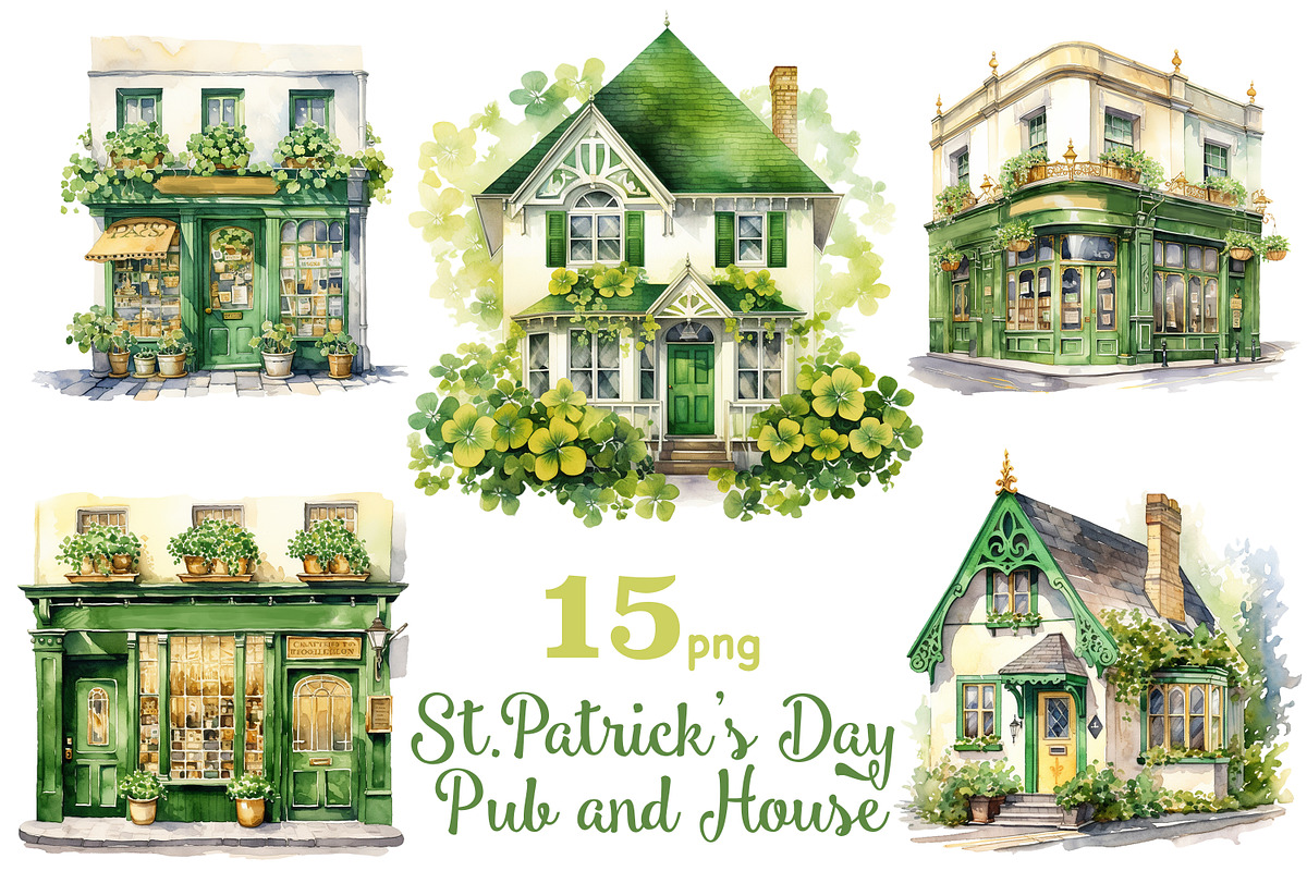 St.Patricks Day Irish Pub PNG, an Object Illustration by GlamArtZhanna (Photo 1 of 6)