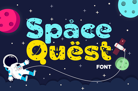 Space Quest - Kids Space Font, a Symbol Font by LoneArmy