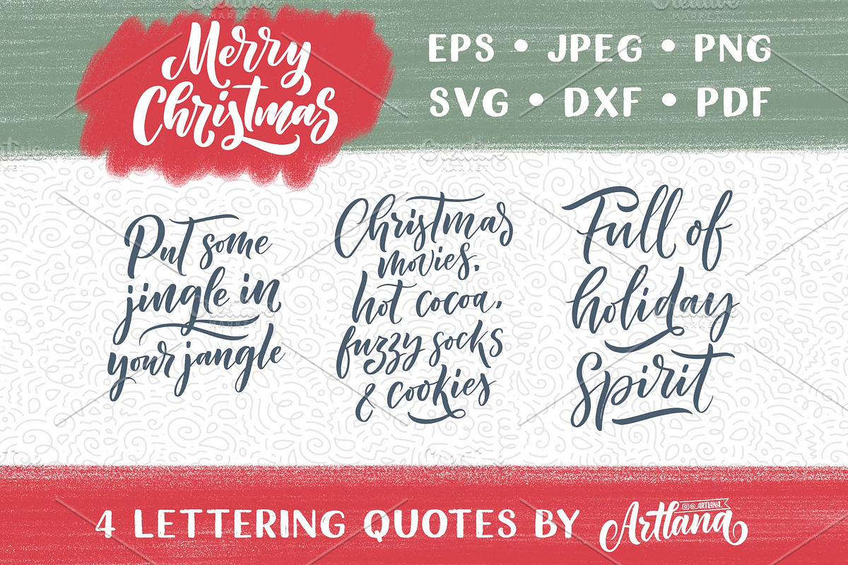 Christmas Lettering Quotes, a Decorative Illustration by Artlana (Photo 1 of 2)