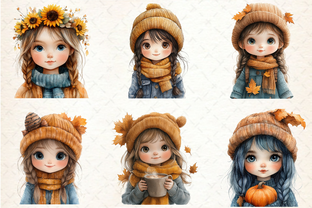 Bewitching Autumn Doll Clipart, an Illustration by Rose Art (Photo 2 of 4)