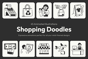 Animated Shopping Drawing Set, an Outline Icon by Vectors Market