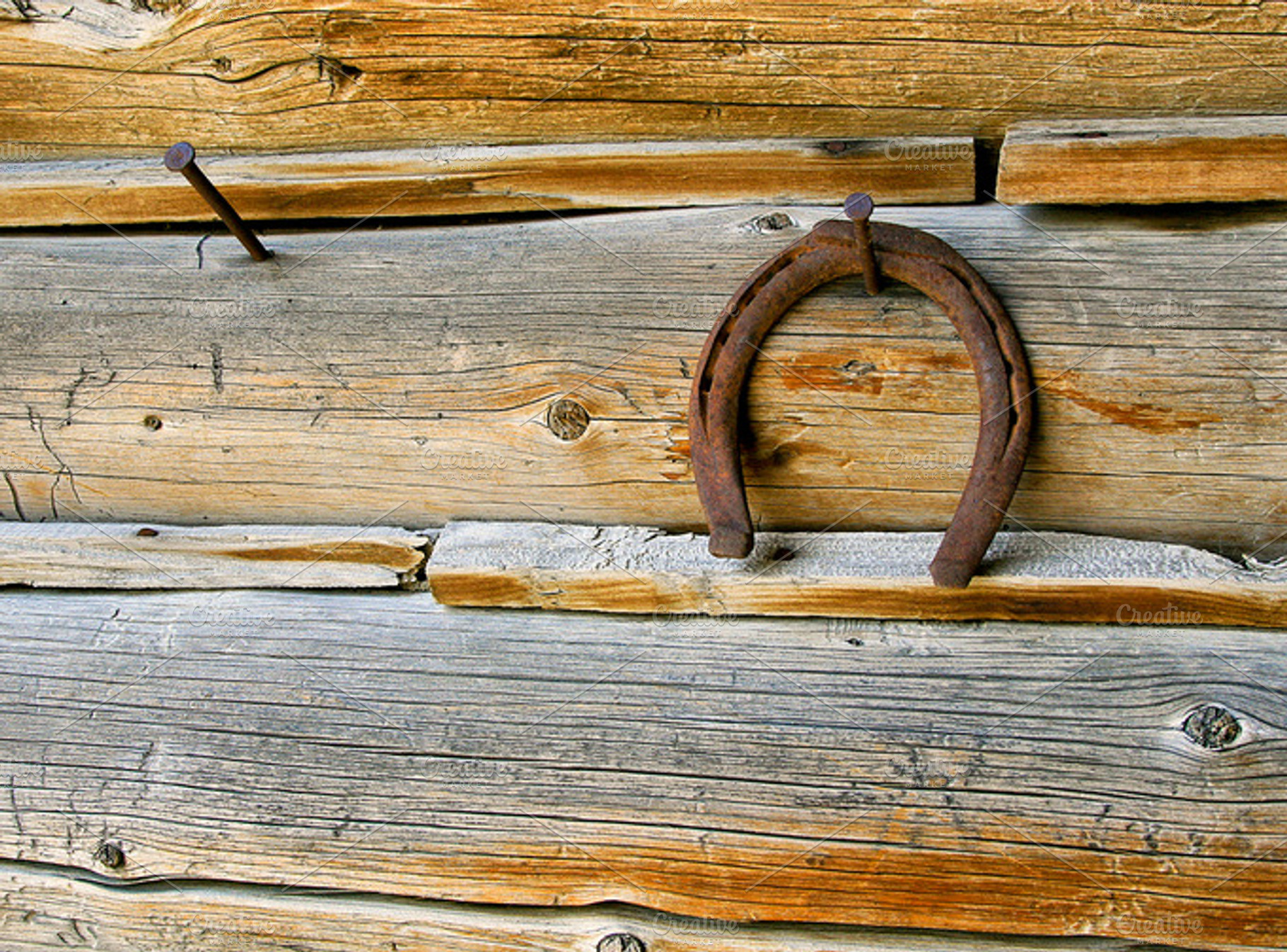 Lucky horseshoe containing aged, element, and equestrian, an Architecture Photo by RodeoPixels WesternImage