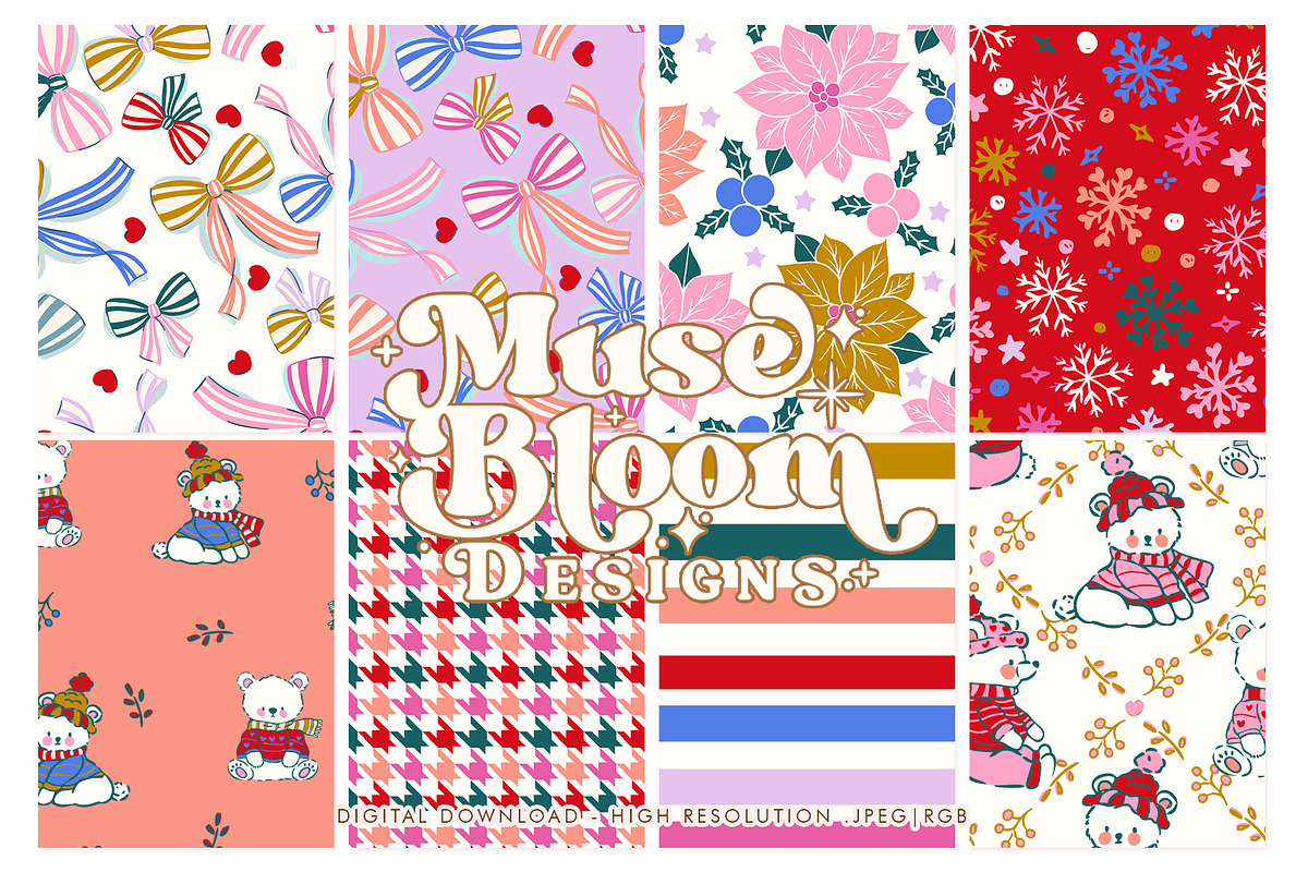 Snowflakes Holidays Seamless Set, a Pattern Graphic by MuseBloomDesigns (Photo 1 of 29)