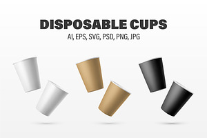 Disposable Cups. Vector Set.