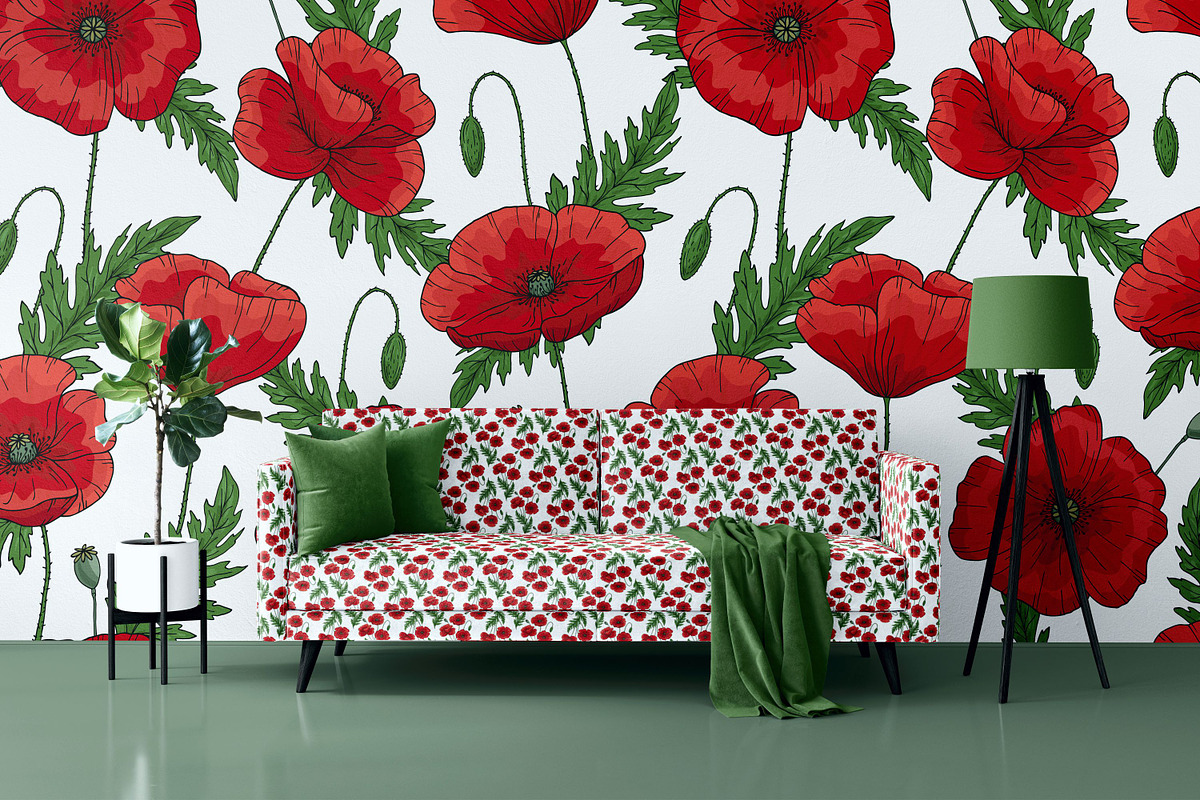 Graphic poppies. Vector set., a Pattern Graphic by TaityG (Photo 4 of 12)