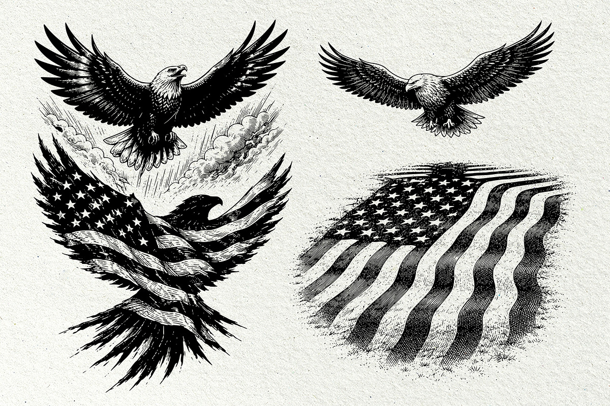 Patriotic Eagle Flag Graphics, a Seasonal Illustration by DENIDigitalArtSudio (Photo 3 of 9)