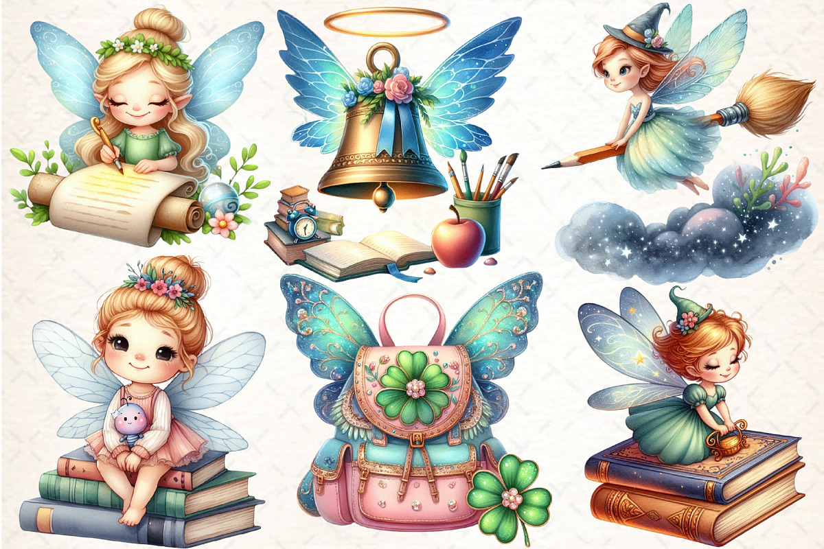 Cute Fairy School Sublimation Clipar, an Illustration by DreamCafeArt (Photo 4 of 5)