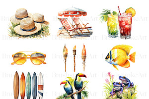 Watercolor Tropical Island Clipart