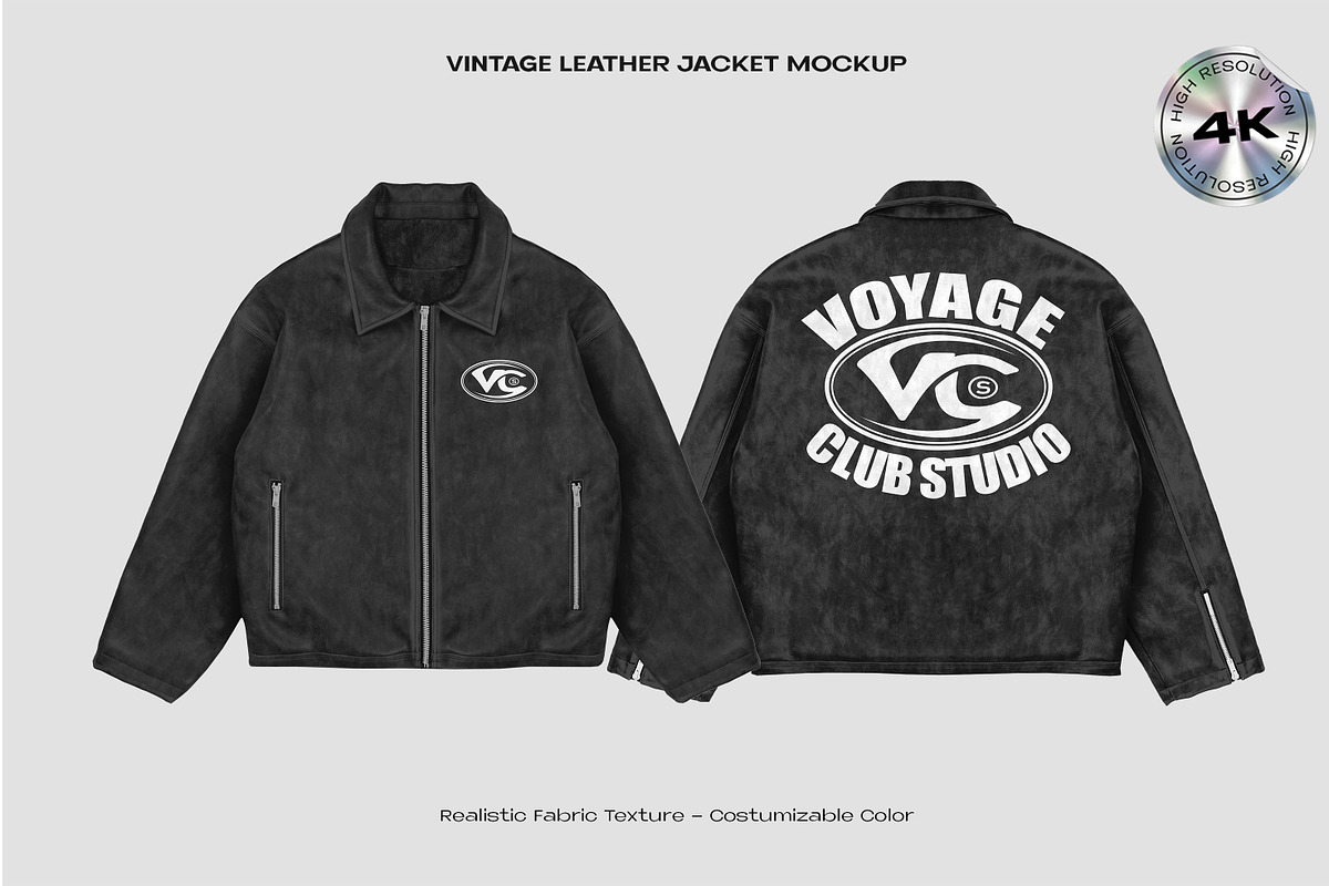 Vintage leather jacket mockup, an Apparel Mockup by Voyage Studio (Photo 1 of 3)