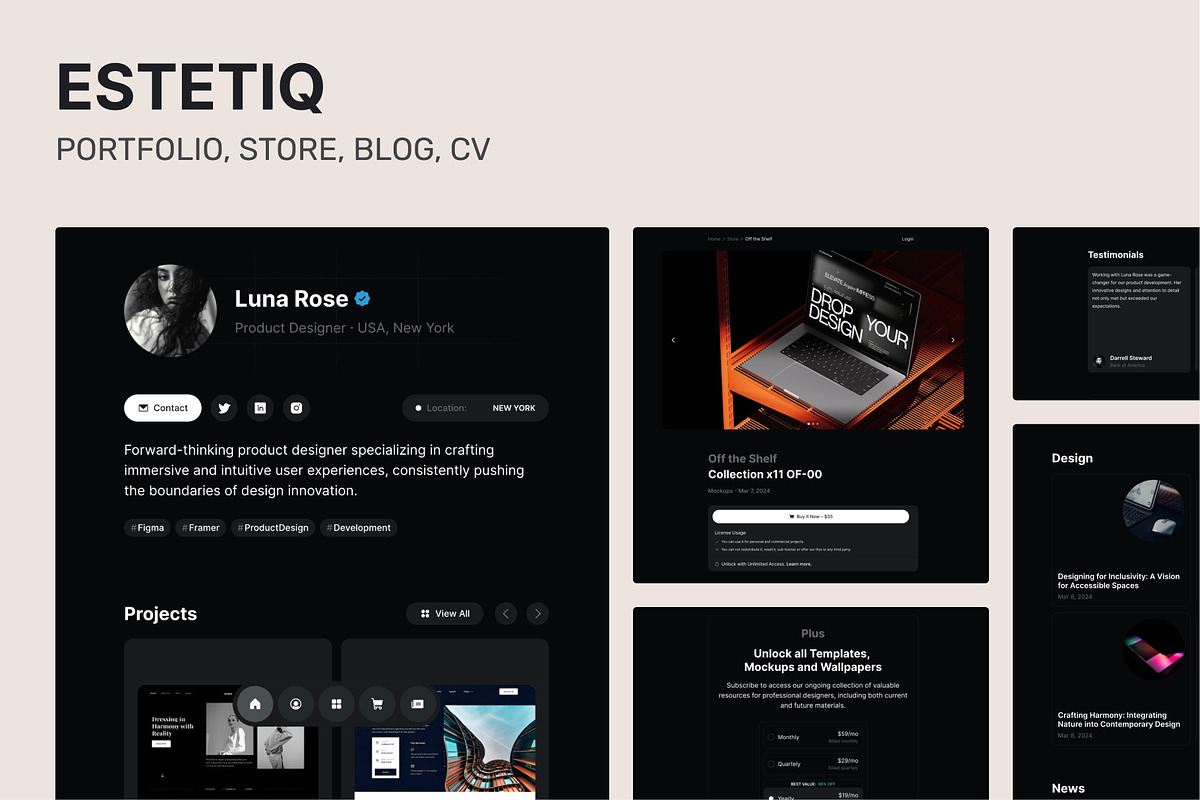 Estetiq — Personal Framer Template, a Landing Page Template by Slava Burian (Photo 1 of 5)