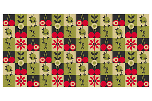 Retro Cherry and Flower, a Decorative Illustration by Creative Backgrounds