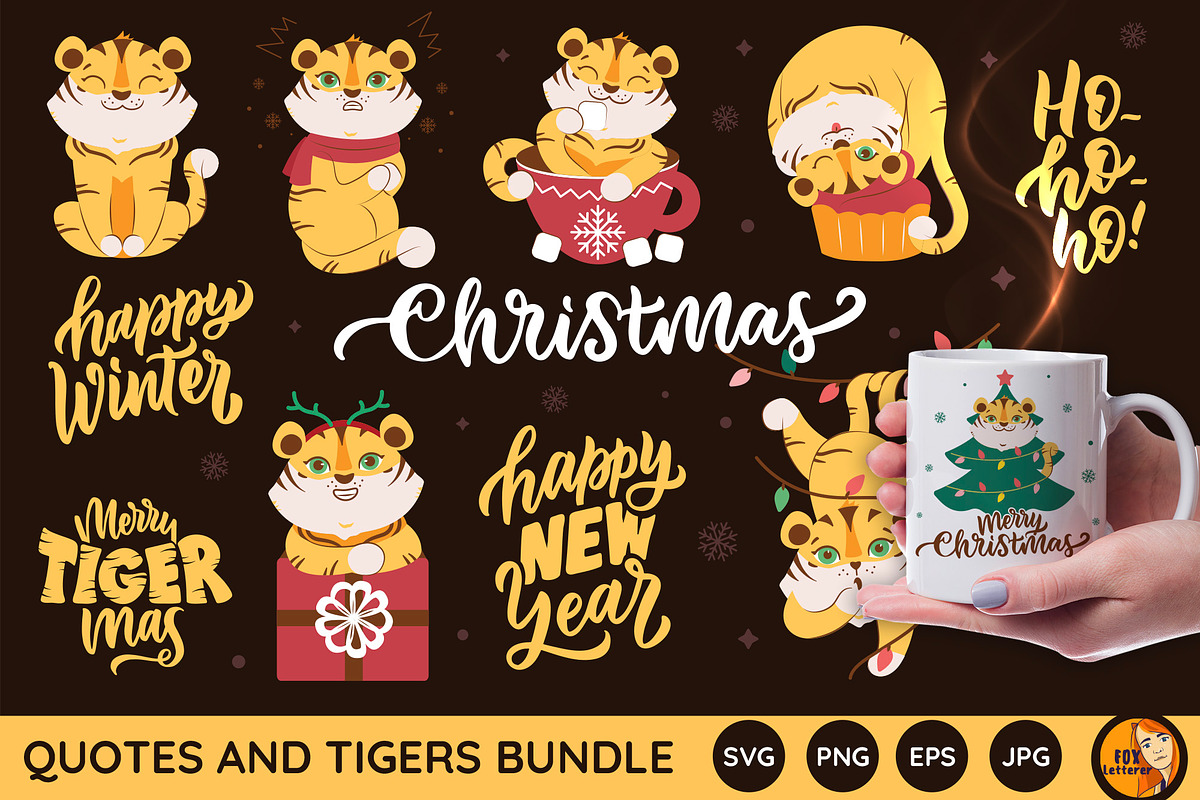 Cute Christmas Bundle, an Animal Illustration by Lettering_Logo (Photo 9 of 11)