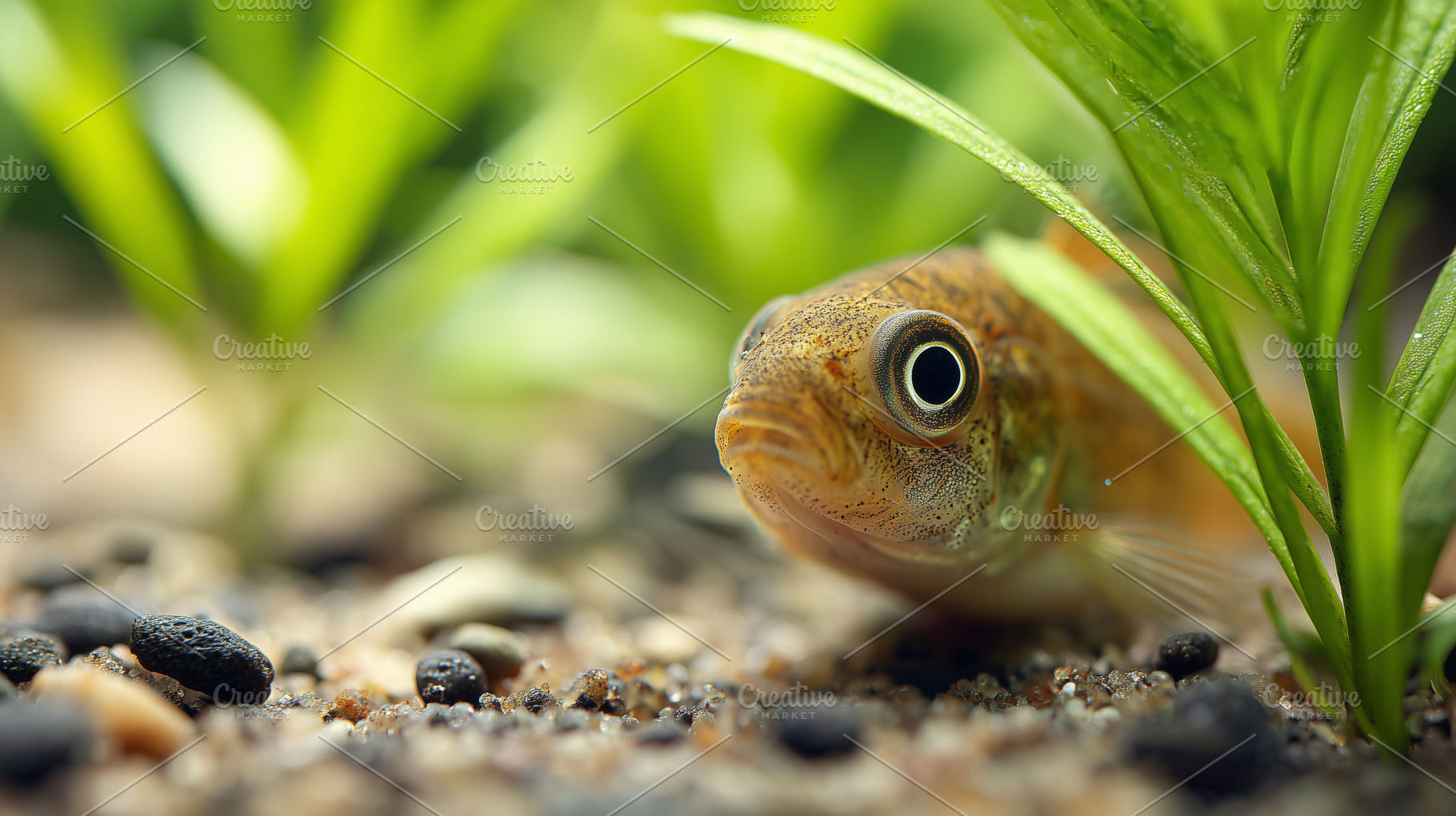 Small freshwater fish peeking from, an Animal Photo by MistyDay