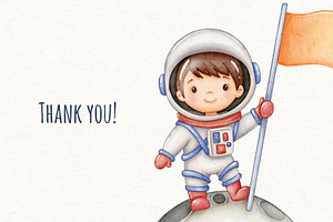 Astronaut Space Watercolor Clipart