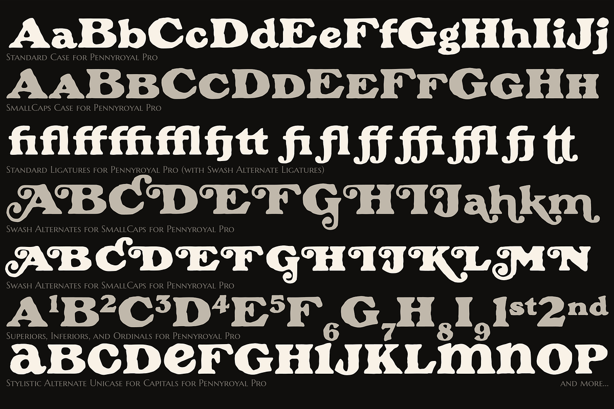 Pennyroyal Pro, a Font by Stiggy & Sands (Photo 8 of 9)
