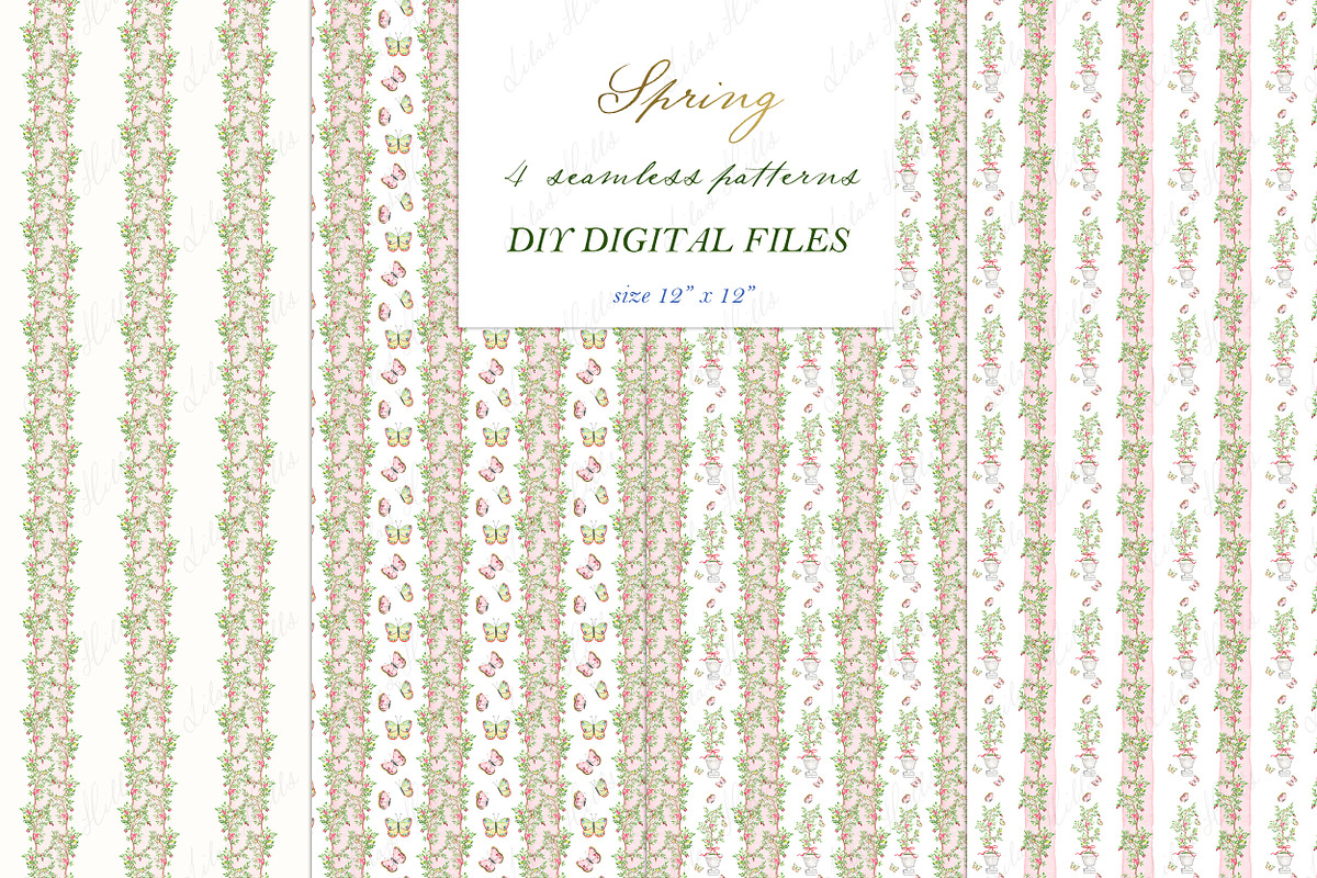 Spring Garden Toile Pink Butterfly, a Graphic by LABFcreations (Photo 4 of 4)