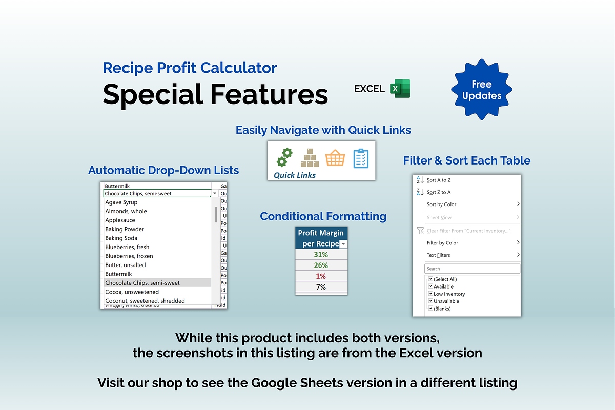 Recipe Profit Calculator - Excel preview 5