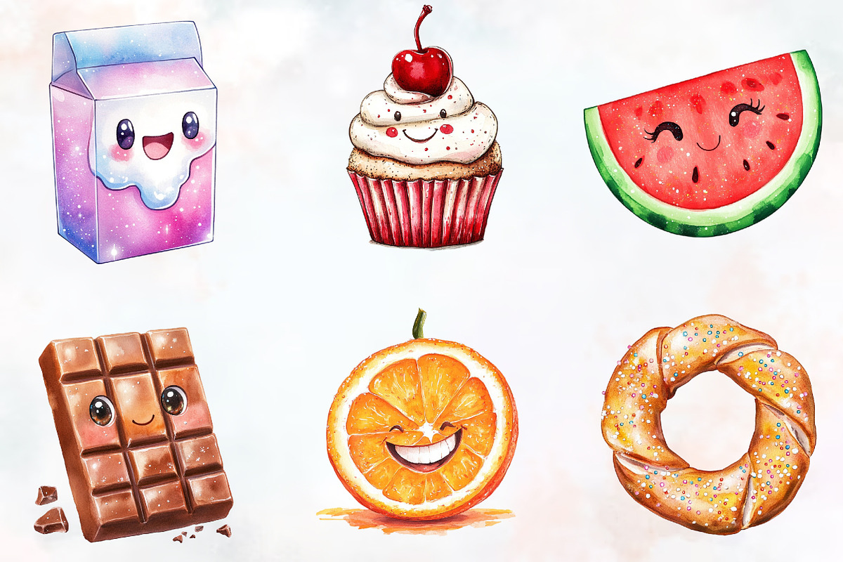 Kawaii Glitter Food Clipart, an Illustration by RobertsArt (Photo 6 of 7)