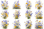 Watercolor Meadow Flowers Clipart, an Illustration by DreamCafeArt (Thumbnail 2 of 8)