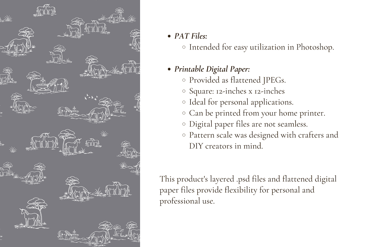 Unicorn Toile de Jouy Pattern, a Background Graphic by Hughes Studio (Photo 7 of 8)