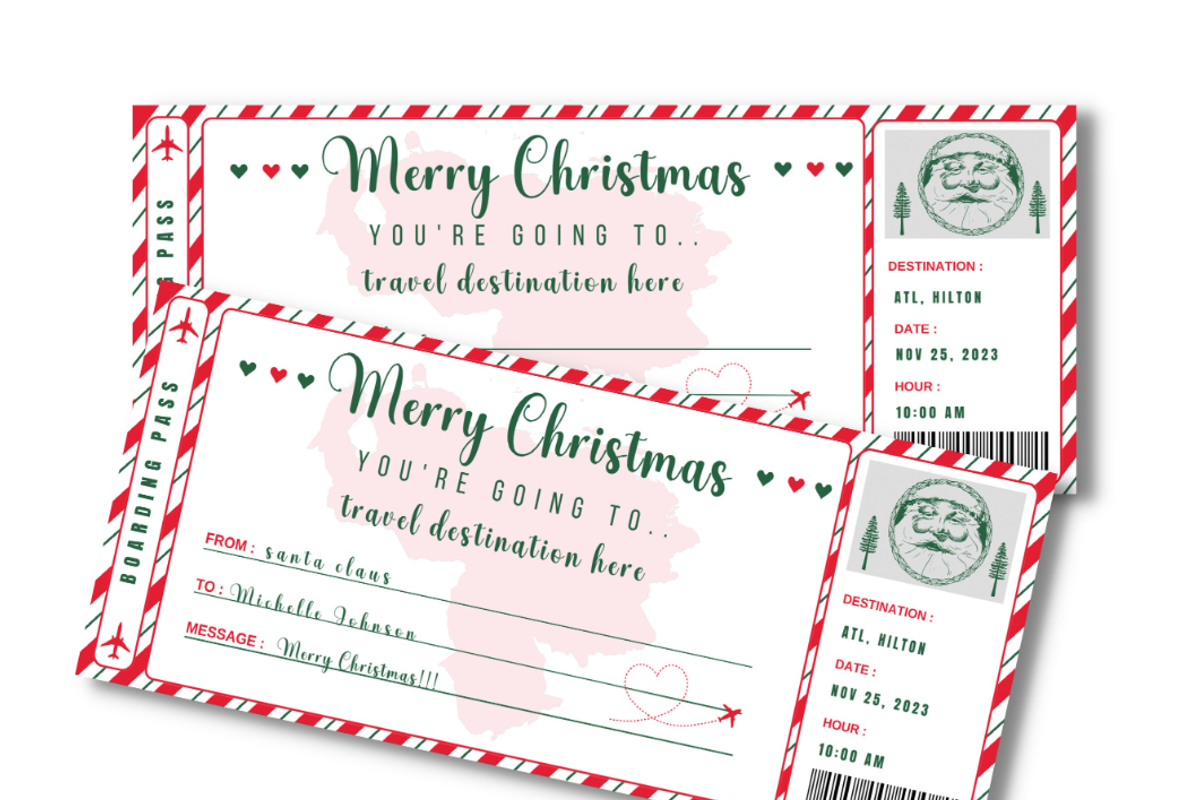 Christmas Plane Boarding Pass, a Card Template by YasdeyDesigns (Photo 2 of 8)