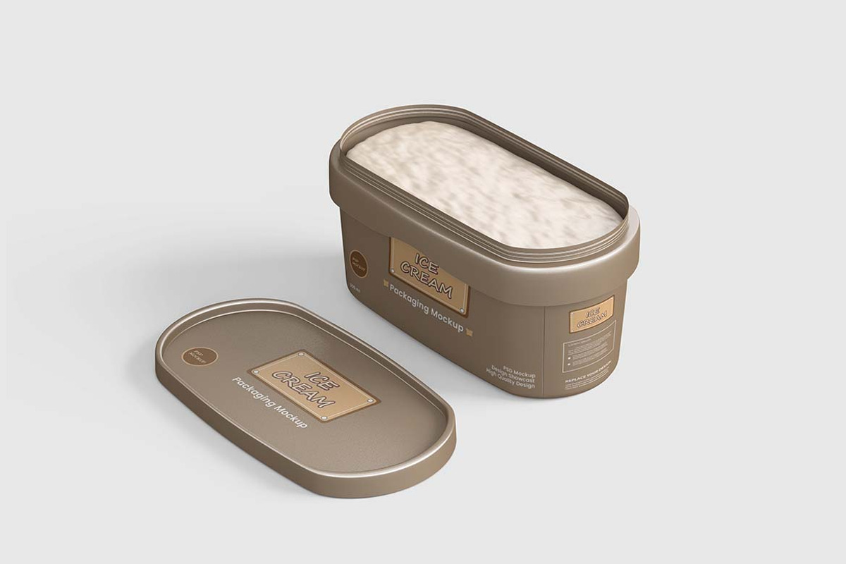 Ice Cream Tub Mock-Up, a Packaging Mockup by tiyasprabawa (Photo 2 of 5)