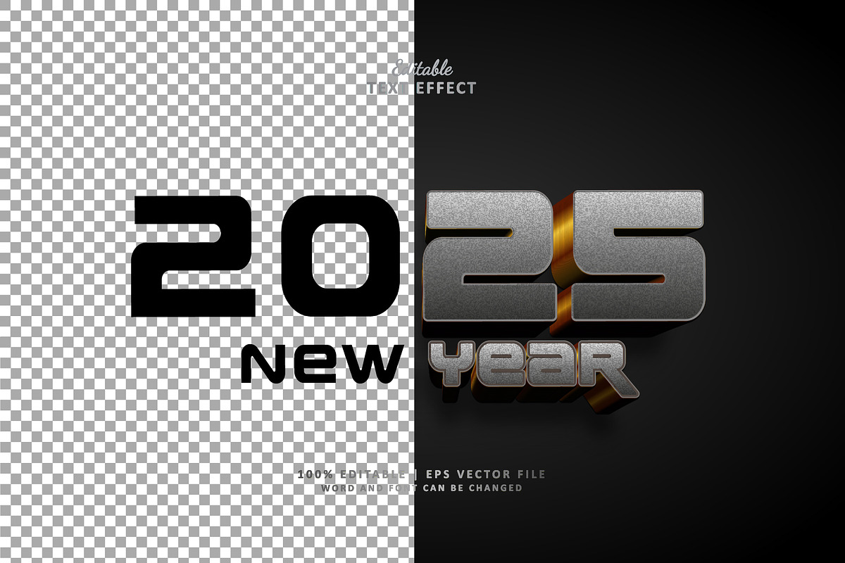 Text Effect 2025 New Year, a Layer Style Add-On by Navy Graphic (Photo 2 of 2)