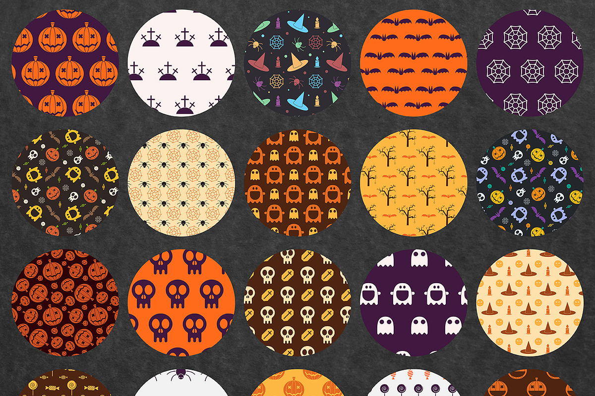 23 Halloween Seamless Patterns Pack, a Pattern Graphic by Alex Krugli (Photo 2 of 9)