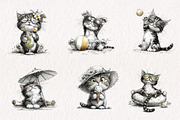Whimsical Summer Cats Clipart, an Illustration by CreationArt (Thumbnail 3 of 7)
