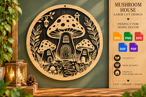 Mushroom House Laser Cut SVG