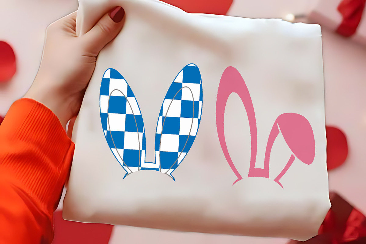 Checkered Pink Bunny Ears Easter SVG, an Illustration by CrexoraLab (Photo 2 of 4)
