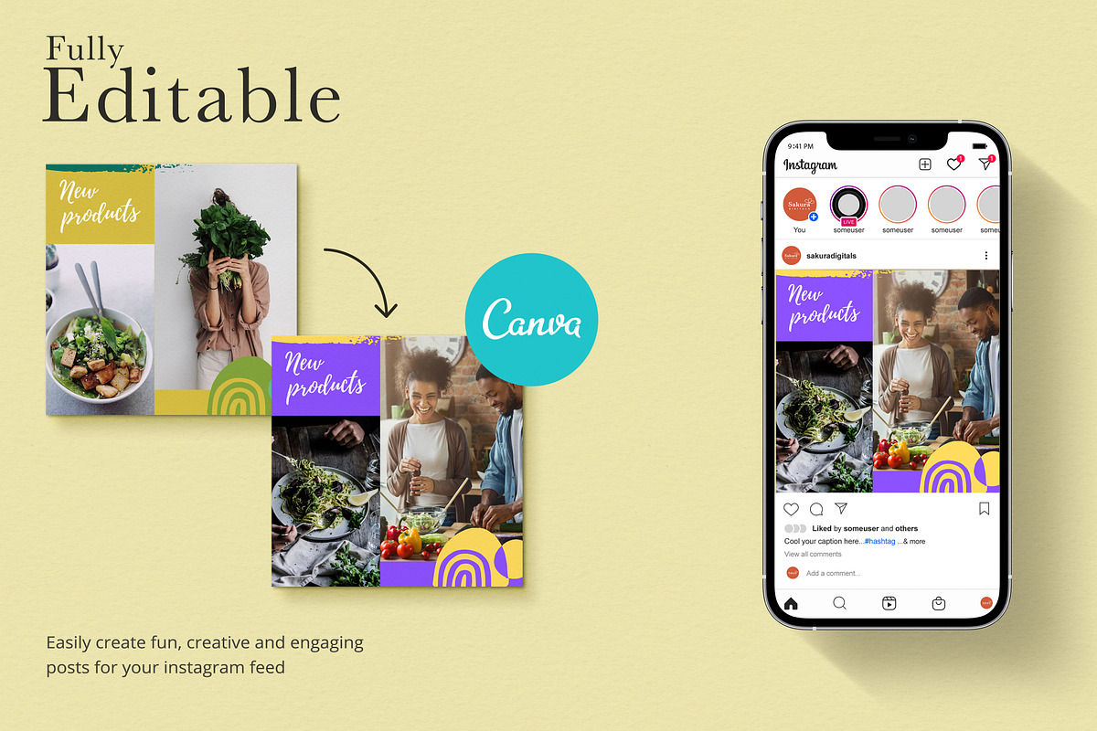 Chef Instagram Templates for Canva, a Social Media Template by Sakura Digitals (Photo 2 of 5)