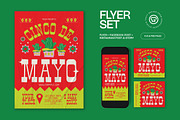 Red Quirky Cinco De Mayo Flyer Set, a Flyer Template by graphicook (Thumbnail 1 of 3)
