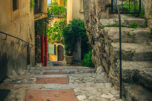 Green plants on the walls in Eze, an Architecture Photo by Alpine Dreams