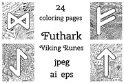 Futhark - Viking Runes Coloring Book, an Illustration by DoodleArtDesigns (Thumbnail 1 of 3)