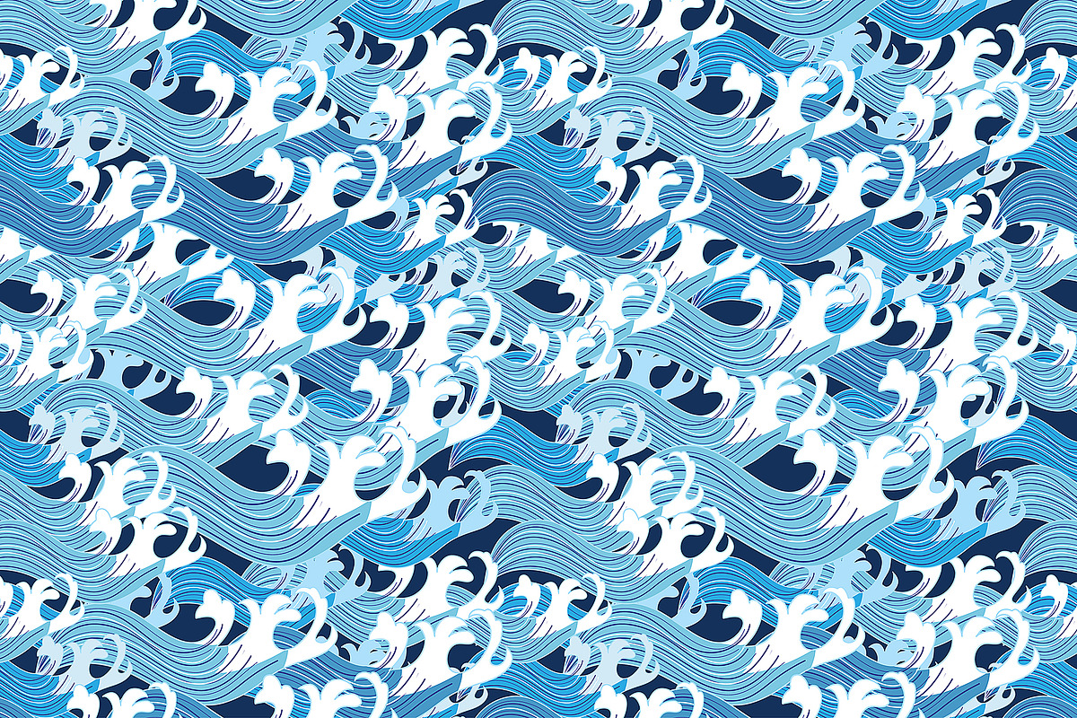 Beautiful pattern set of sea waves, a Pattern Graphic by Tanor (Photo 5 of 8)