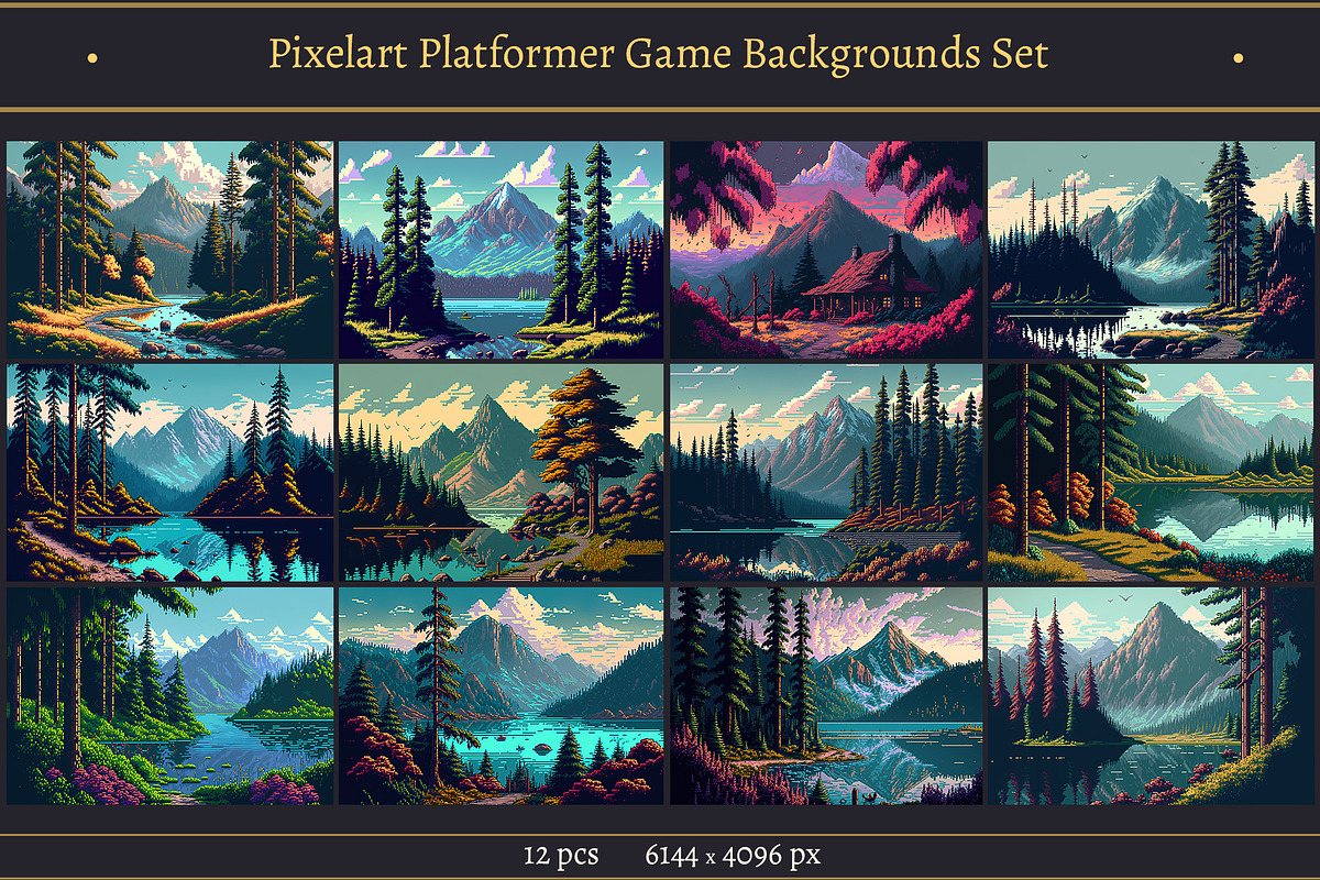 Pixelart Platformer Backgrounds, a Graphic by Marabu Textures Store (Photo 1 of 4)