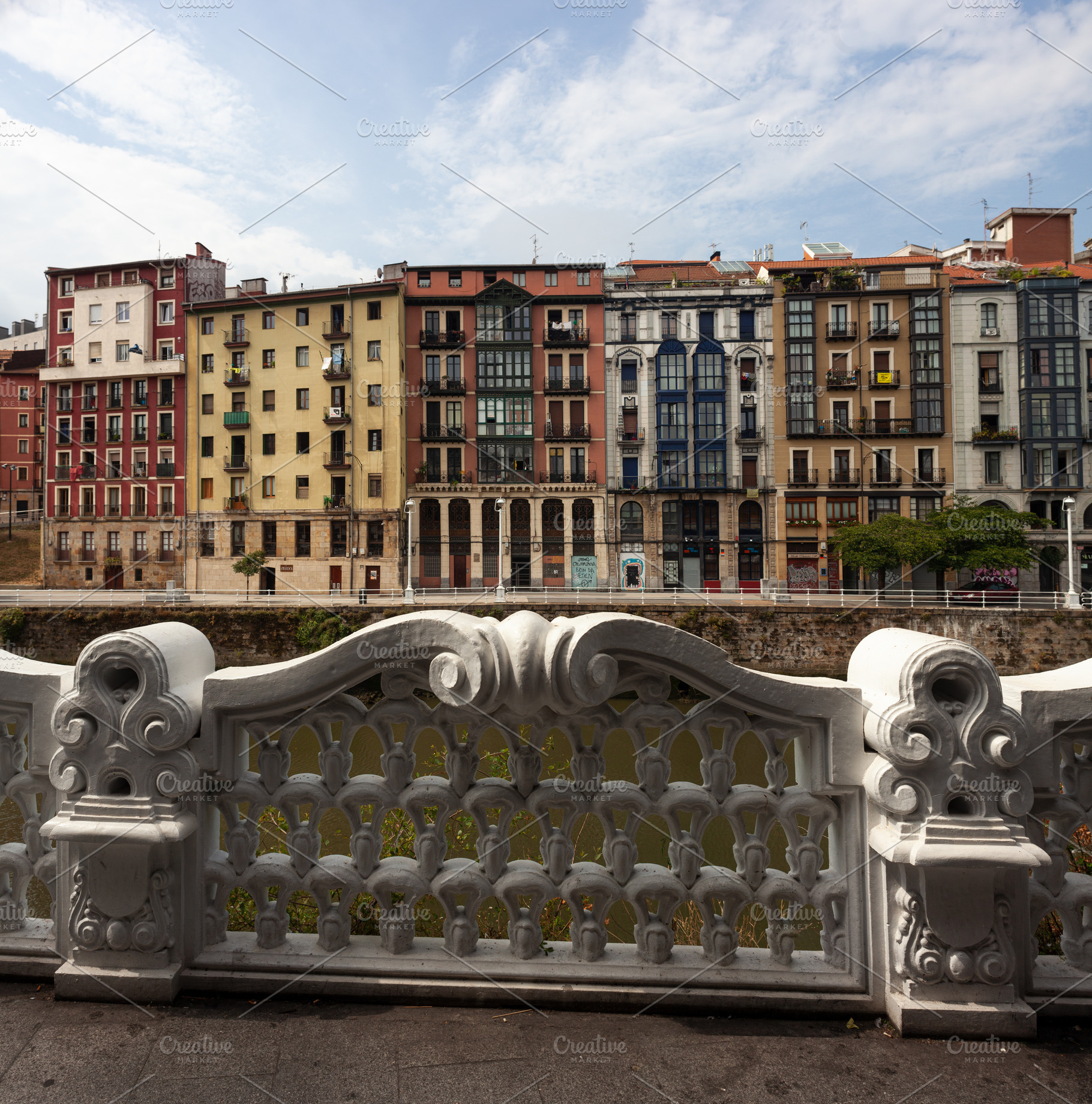 Ancient balustrade on the Nervion river, Bilbao, an Architecture Photo by Bepslabor