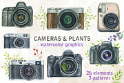Cameras & plants. Watercolor set, an Illustration by Nastilustra (Thumbnail 1 of 8)