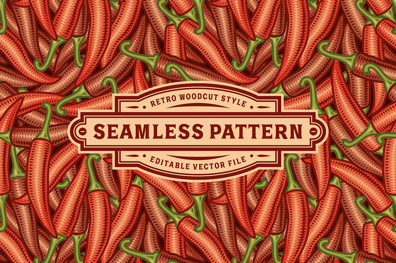 Seamless Chili Pepper Pattern, a Pattern Graphic by Retro Graphics