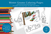 Winter Gnome Coloring Pages, an Object Graphic by The Digital Prop Shop (Thumbnail 1 of 2)