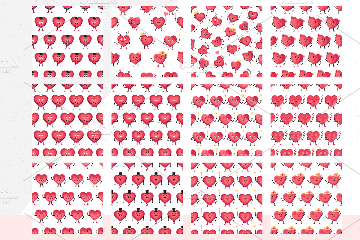 Cute Heart Characters & Patterns, an Object Graphic by IRSYART (Photo 11 of 11)