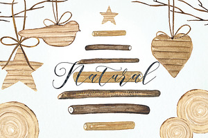 Natural Winter Watercolor Clipart