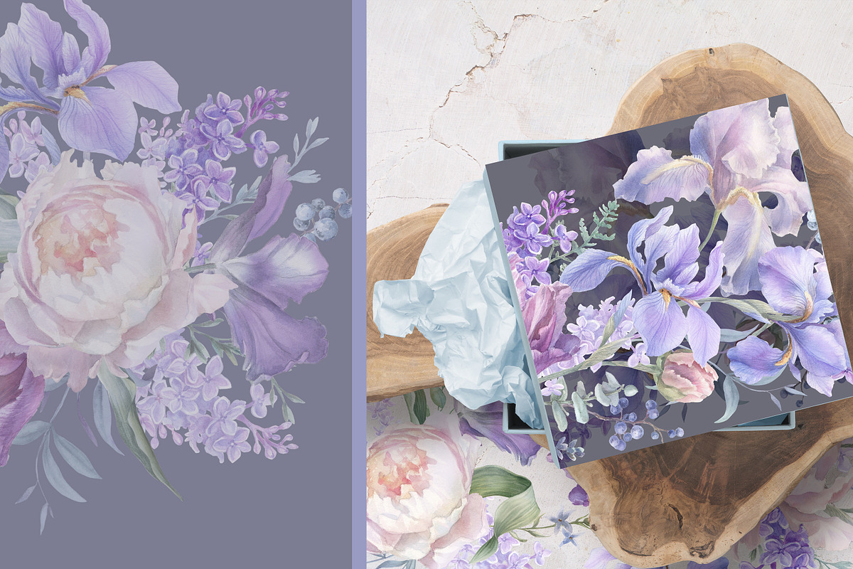 Iris Bouquets, wedding png, a Decorative Illustration by WonderWonder (Photo 9 of 10)